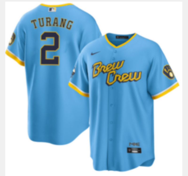 Men 2025 Milwaukee Brewers #2 Turang blue Nike MLB Jersey style 004->milwaukee brewers->MLB Jersey